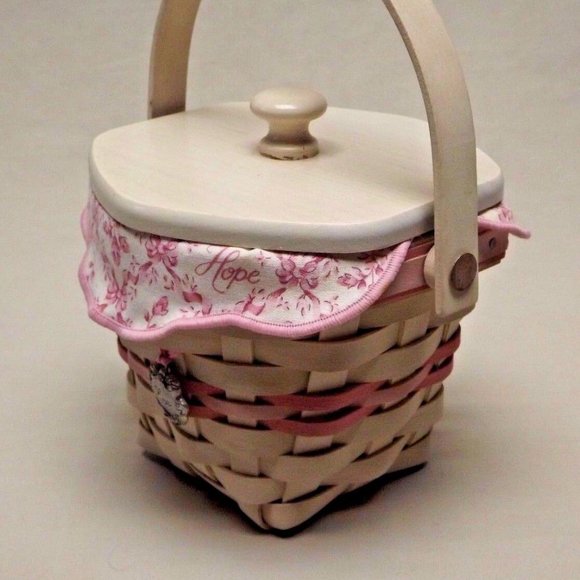 Longaberger 2001 HOH / ACS Basket Combo, with Liner, Protector, Lid and Tie-On - Picture 4 of 13
